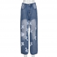Cross stitching washed pocket jeans 31248PY