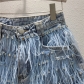 Diamond embedded ostrich hair shows thin fringes, fashionable and versatile denim shorts B719500078295