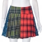 Contrast pleated skirt, half length skirt, short skirt K23SK442
