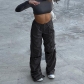 Drawstring hole fashion trend women's work pants XY22031