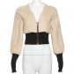 Fashionable Spliced Lamb Wool Slim Fit Jacket Short Coat K23L35200
