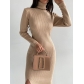 Sexy Split Knitted Long Sleeve Dress Sexy Tight Wrapped Hip Dress FQD1436