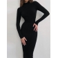 High Neck Knitted Skirt Wool Knitted Tight Sexy Dress FQD941