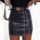 Sexy studded half length skirt with split buttocks SU2274