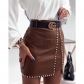Sexy studded half length skirt with split buttocks SU2274