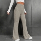 Solid color versatile wide pit stripe casual pants wide leg pants K23PT336