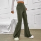 Solid color versatile wide pit stripe casual pants wide leg pants K23PT336