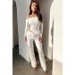 Two piece set of off shoulder lapels and flared waist pants GL6706