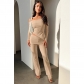 Two piece set of off shoulder lapels and flared waist pants GL6706