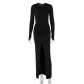 Fashionable and Sexy Slim Fit Split Long Sleeve Dress Set S1992775