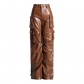 Multi pocket work leather pants VPA786651