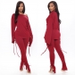 Personalized Solid Lace Up Long Sleeve Autumn/Winter Set LS6394