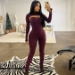 High necked long sleeved shawl camisole jumpsuit two-piece set S3A14530W