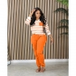 Striped casual long sleeved pants two-piece set D10063