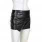 PU leather micro elastic splicing heart zipper heavy-duty bag buttocks sexy characteristic half body short skirt KJ08754