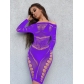 Sexy fishing net jumpsuit, pajama, hip wrap skirt, long sleeved tight fitting suit w674