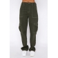 Spliced straight leg multi pocket workwear pants HMR58021