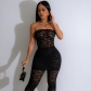 Lace wrapped chest and backless style fashionable pants set 31426JY