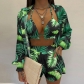 Printed camisole shirt and shorts three piece set HJ9068-2