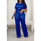 Short sleeved sequin casual two-piece pants set L040