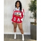 Printed motorcycle style dismantling skirt long sleeved two-piece set FA8374