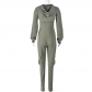 Solid color long sleeved hooded sexy camisole slim fit jumpsuit 9856JHD