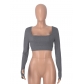 Short top ribbed exercise long sleeved with fingertips casual sports tight exposed navel top H0353