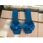 Women's shoes, bow tie, square toe, low heel, straight line slippers HWJ117