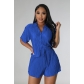 Solid color wrinkled casual two-piece set AD1510