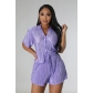 Solid color wrinkled casual two-piece set AD1510