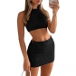 Hanging neck, backless small vest, buttocks wrapped knit skirt set OYW20792