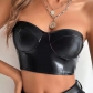 Bright leather chest wrapped short style with exposed navel, European and American women's clothing vest PB2122