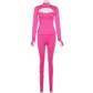 Hollow slim fit long sleeved top with high waist, tight fitting casual pants set K23S34568