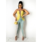 Wrapped chest sexy strap contrasting hollow out jumpsuit Q21S815