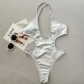 Silver glossy one-piece strap swimsuit YSM221007