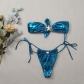 Bra cut bikini blue glossy gold starfish swimsuit YSM231009