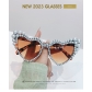 Large frame slanted heart studded pearl sunglasses A722572219575