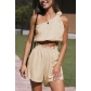 Women's collage solid color two-piece set top+shorts J707584014958