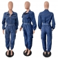 Waist collection, multiple pockets, elastic waist, denim workwear jumpsuit JLX3571