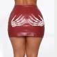 Printed short skirt PU leather zipper sexy leather skirt D11-326