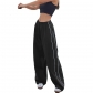 Drawstring casual elastic waist multi-color long pants X703993595516
