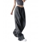 Drawstring casual elastic waist multi-color long pants X703993595516