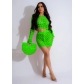 Women's casual knitted hollow sequin beach skirt two-piece set TS1294