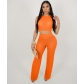 Women's casual hollowed out knitted pants sleeveless set TS1295