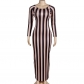 Long sleeved striped printed Bodycon Dress A253DS