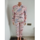 Autumn Pattern Printed Long Sleeves Hooded Sweater With Trousers Two Piece Sets FF1054